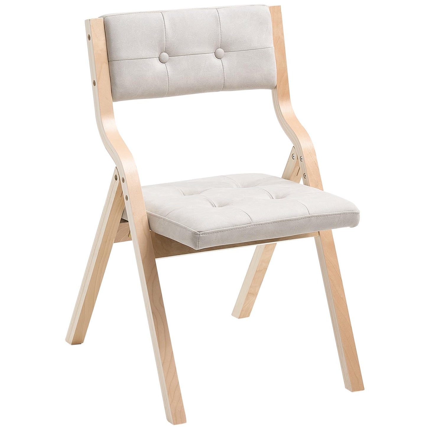 VEVOR Wooden Folding Chairs with Cushion, Set of 4, Portable Foldable Cushion Chair with Wooden Frame, Modern Padded Dining Chair for Kitchen, Office, Wedding, Party, Dining Room, Easy Assembly, Beige