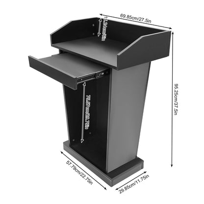 Church Pulpit, Heavy Duty Wooden Conference Presentation Stand, 43.3'' Tall Presentation Stand with Spacious Drawer for Office Church, Wooden Pulpit for Restaurants,Churches, Seminars Schools (Black)