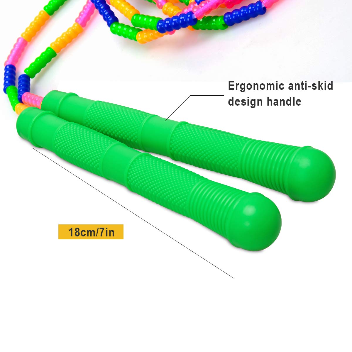 Coolrunner 16 FT Long Jump Rope(2 PACK), Double Dutch Jump Ropes, Soft Beaded Skipping for Kids Adults, Plastic Segmented Long Enough for 4-5 Jumpers