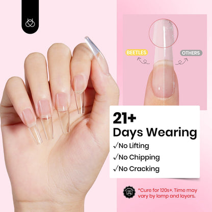 Beetles Hema Free Hard Gel for Nails,2.12 oz 9 in 1 Hard Gel for Nail Extension & Strengthening Broken Nail Repair with Flat Brush 100 Pcs Nail Forms UV LED Lamp Cured Salon Nail Technicians Women