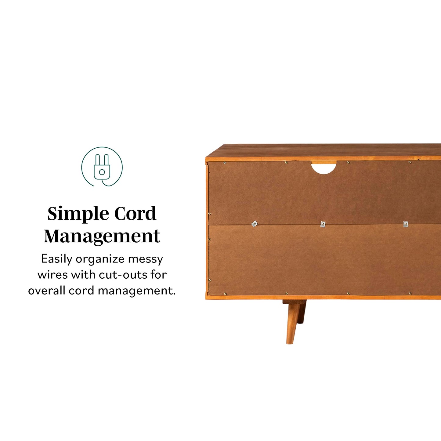 Walker Edison 3-Drawer Mid Century Modern Wood TV Stand for TV's up to 65" Flat Screen Cabinet Door Living Room Storage Entertainment Center, 58 Inch, Caramel