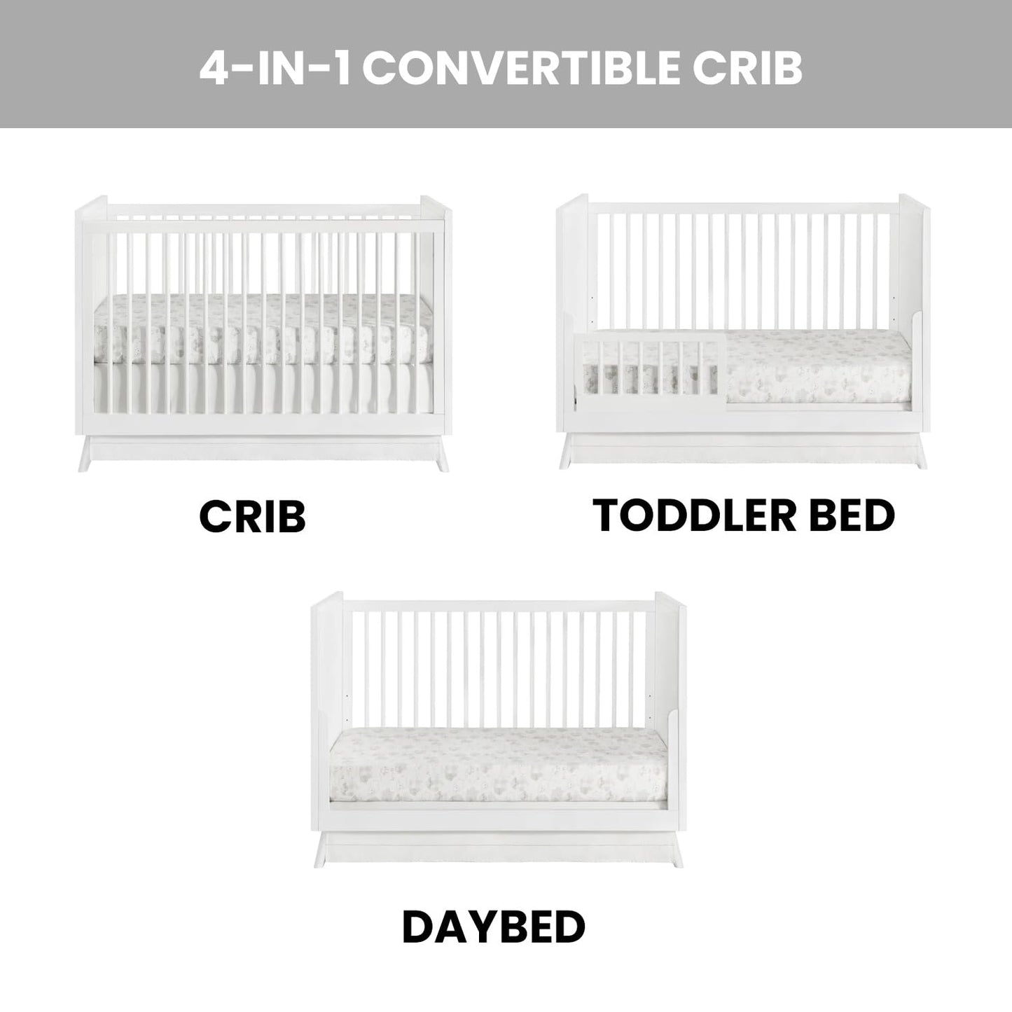Oxford Baby Dawson Modern 3-in-1 Convertible Island Baby Crib, White, Green Guard Gold Certified
