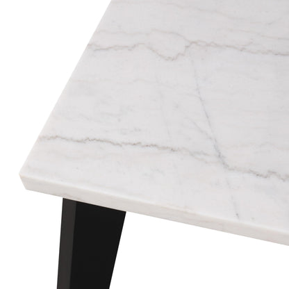 Furniture of America Isolde Contemporary 54-inch Marble Top Square Counter Height Dining Table with Tapered Legs, Easy Assembly for Home Kitchen, Living Room, Dinettes, Black and White
