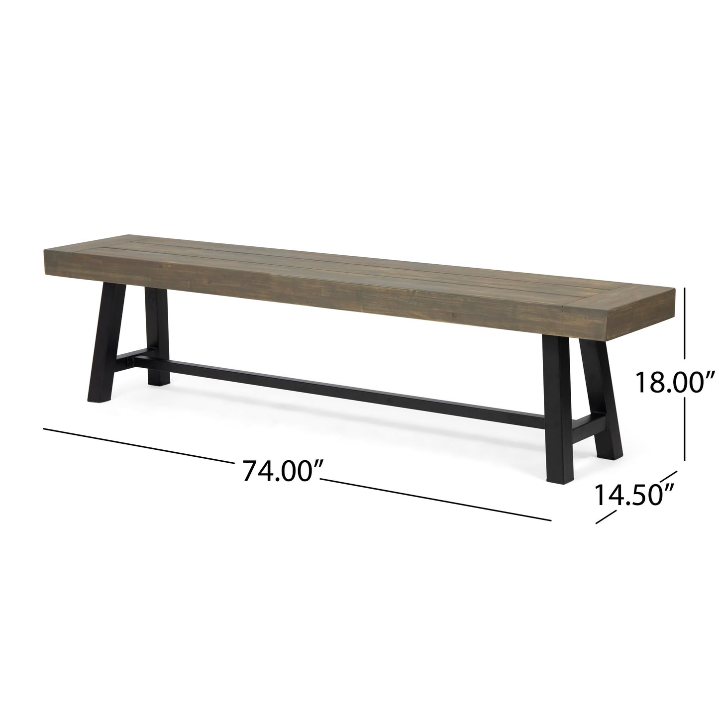 Christopher Knight Home Carlisle Outdoor Acacia Wood Picnic Dining Set, Gray and Rustic Metal