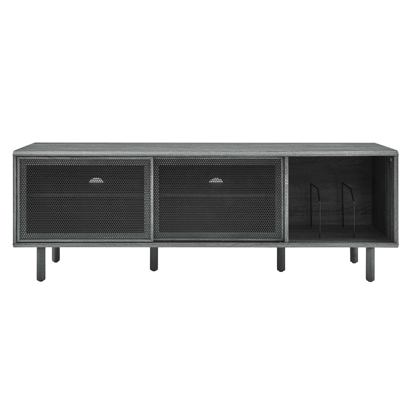 Modway Kurtis TV and Vinyl Record Stand, Charcoal
