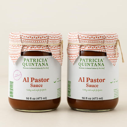 Patricia Quintana Al Pastor Cooking Sauce - Authentic Artisanal Mexican Marinades - Perfect for making Al pastor Tacos, Burgers, Grilled Chicken and More (16 oz, 2 Jars)