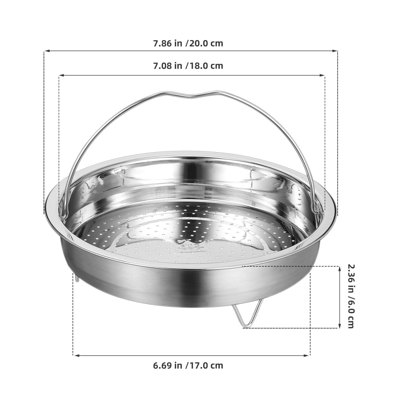 CALLARON Stainless Steel Basket, 7inch Vegetable Basket, Metal Multifunctional Cooker Steamers with Handle, Universal Pot Insert for Seafood, Dumplings, Dishwasher Safe