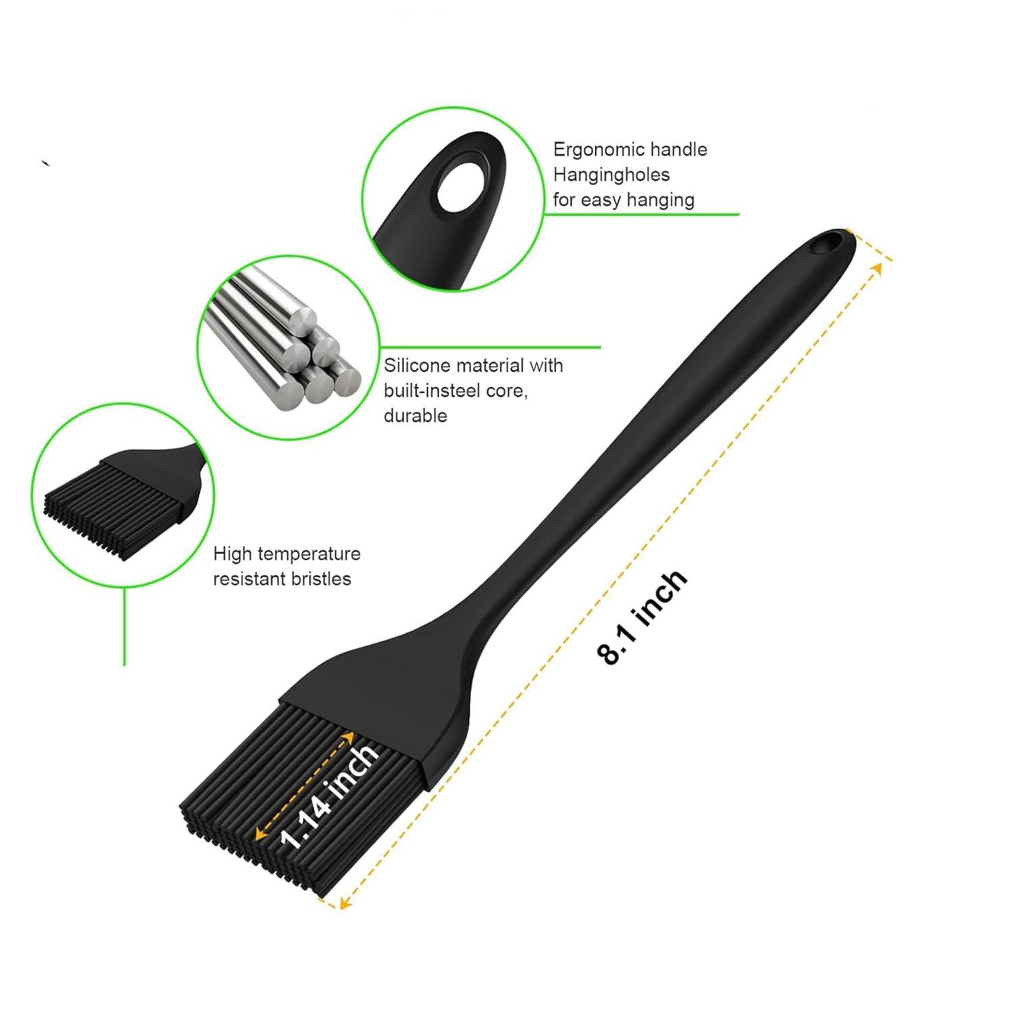 Basting Mops Brush Set for BBQ Grilling 15.5" & 11.2" - Detachable Wooden Handle Sauce Brushes with 4pcs Extra Replacement Heads & 1 Silicone Brush - BBQ Mop for Outdoor Cooking, Camping