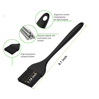 Basting Mops Brush Set for BBQ Grilling 15.5" & 11.2" - Detachable Wooden Handle Sauce Brushes with 4pcs Extra Replacement Heads & 1 Silicone Brush - BBQ Mop for Outdoor Cooking, Camping