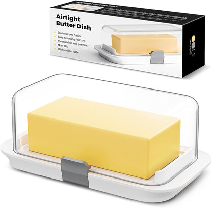 1 lb Countertop, Pisol Large Butter Dish for Canadian Butter, Airtight Butter Keeper with Lid Fit a Full Pound Block