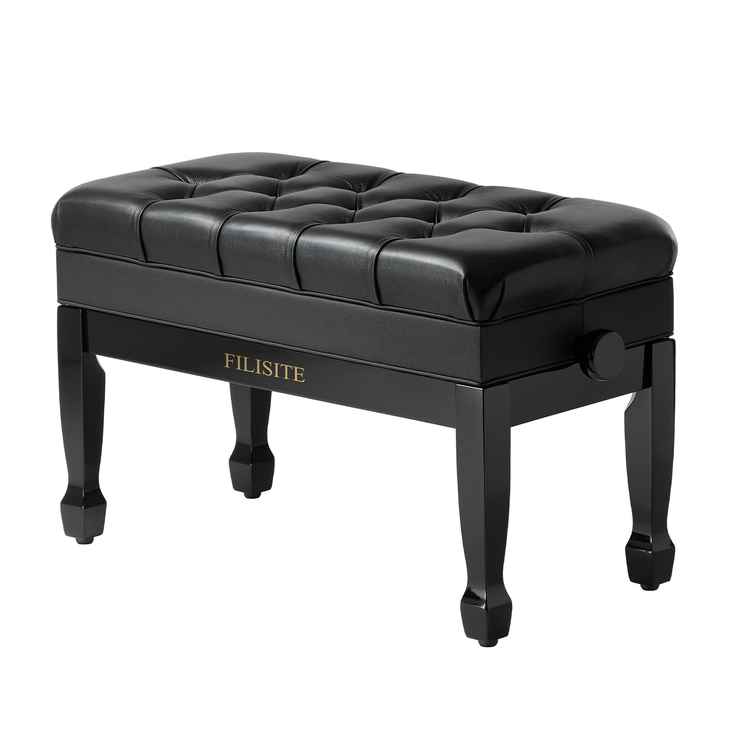 FILISITE Genuine Leather Duet Piano Bench with Storage,Adjustable Heavy Duty Wooden Double Keyboard Seat XHJ-11G(Black)