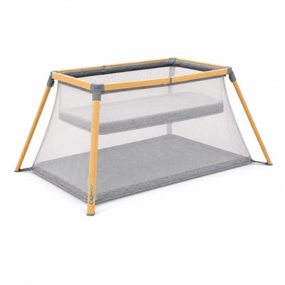 Tutti Bambini CoZee® Go 3-in-1 Foldable Baby Playpen, Portable Bassinet & Travel Crib | Playard with Mattress Included | Birth to 3 Years (Oak & Charcoal)