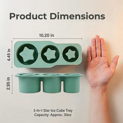 SpaceTime Ice Cube Tray for 30oz Tumbler Cups,Silicone Hollow Cylinder Ice Cube Mold with Lid,Reusable Large Ice Cubes Trays for Freezer Drinks,Whiskey,Cocktails & Juice,Easy Fill & Release (Star)