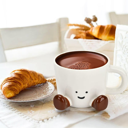 EWCEFIC Coffee Mugs,Cute funny Mug For Women, 12.8oz/380ml Unique Ceramic Coffee Tea Cups, Office Mug Gift (chocolate)