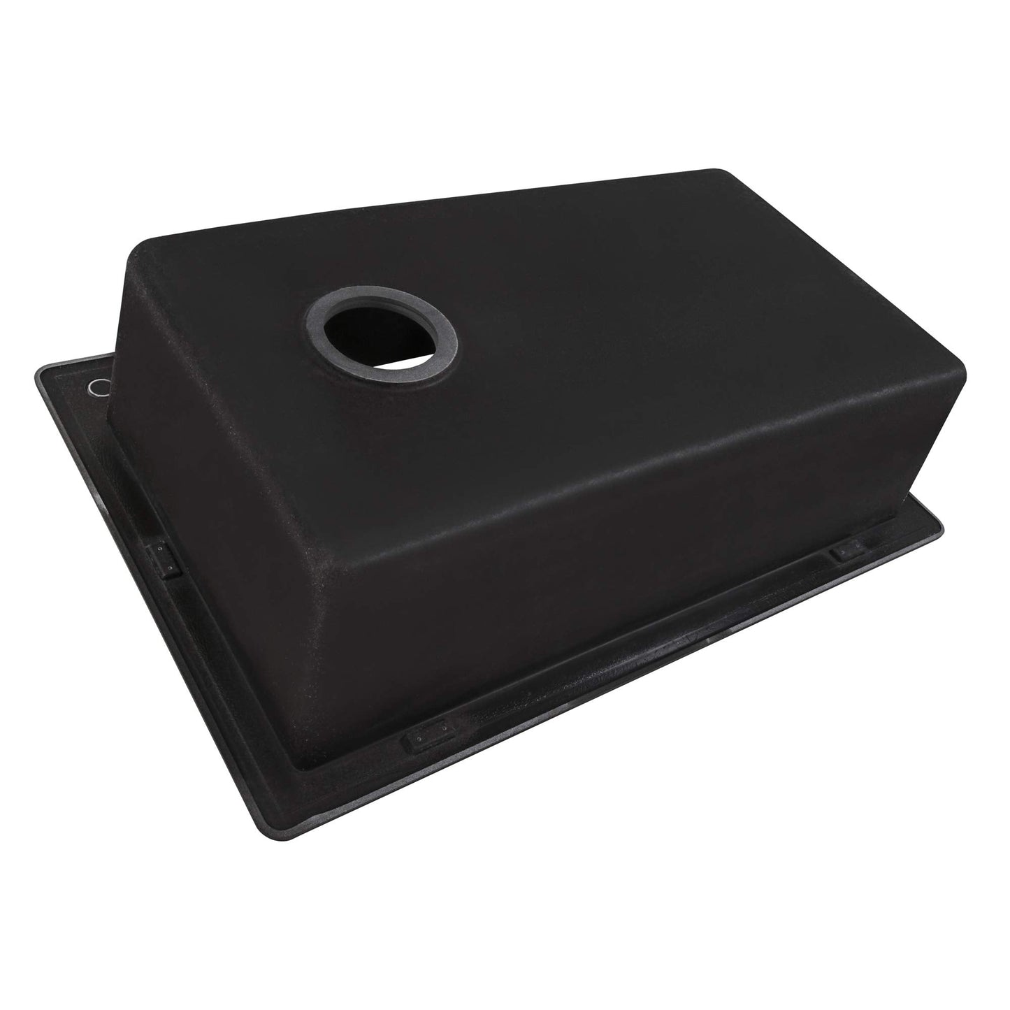 Ruvati Midnight Black Granite Composite 33 in. x 22 in. Single Bowl Drop-in Topmount Kitchen Sink RVG1033BK