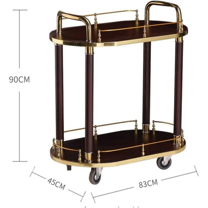 Bar Serving Cart for Hotel Luxury Restaurant, Drinks Liquor Trolley On Wheels Fully Assembled | Serving Trolley for 5 Star Hotel and Club Bar Cart Drinks Serving Tea (Gold)