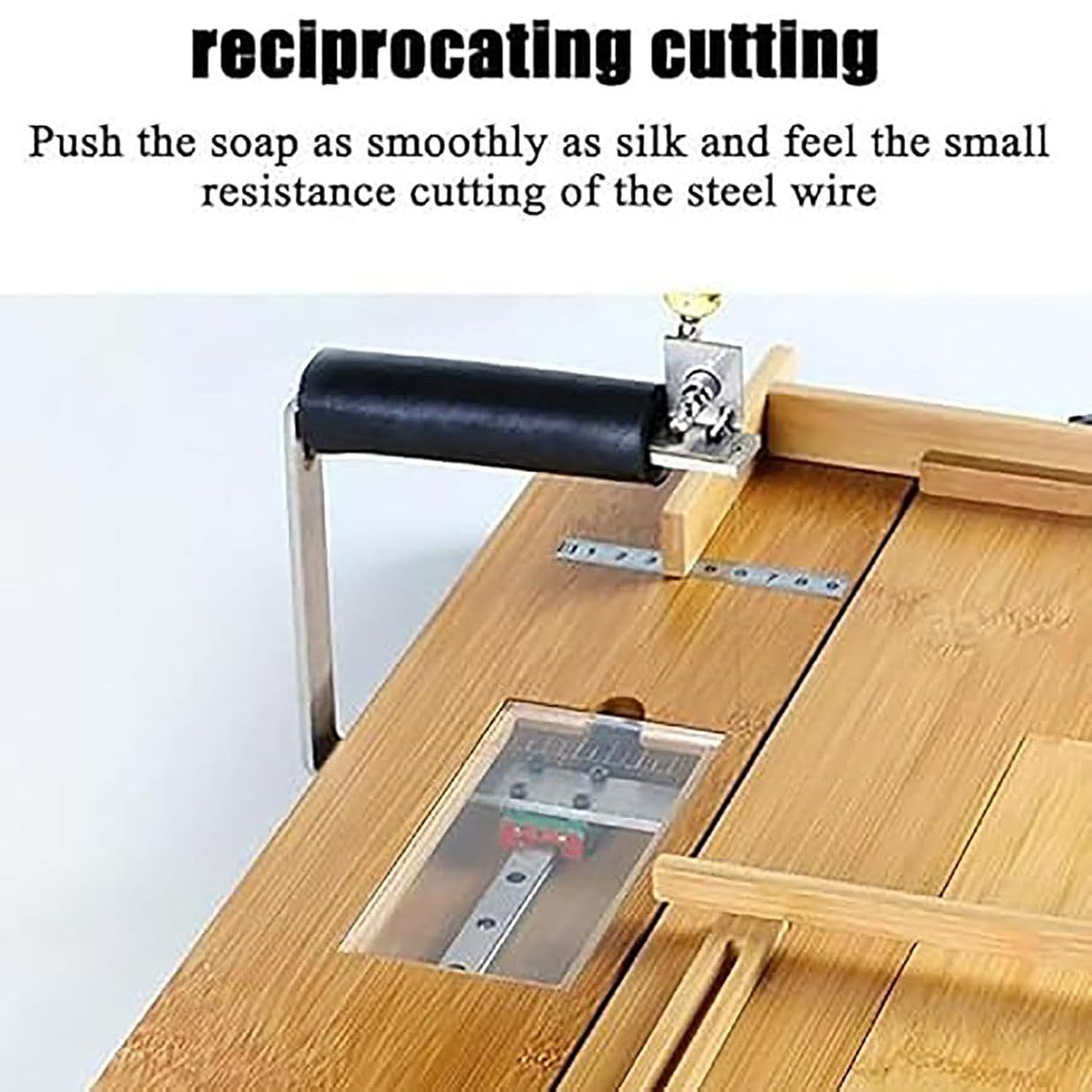 XQZMZSCP Loaf Soap Making Cutting Mold Kit, Adjustable Wooden Soap Cutter Machine with Size Scale and Hidden Storage Box