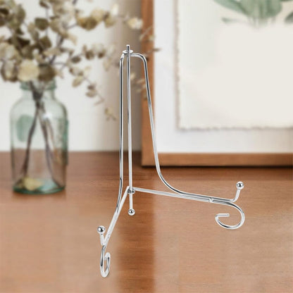 HOMSFOU Iron Plate Stand, Silver Easel Display Holder for Picture Frame, Photo Showing Rack