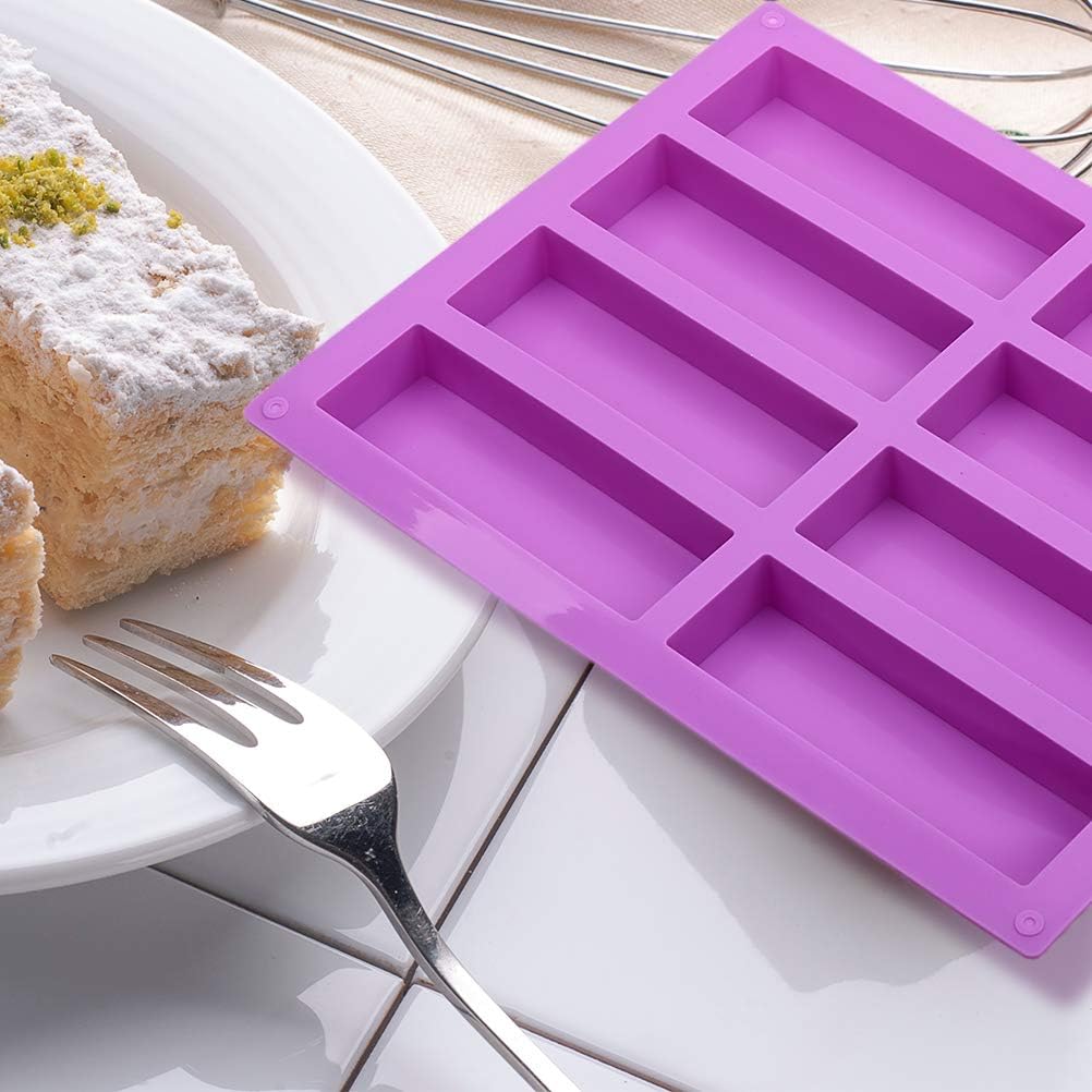 2 Pcs Large Rectangle Silicone Mold - Cereal Bar Molds, 8 Cavities Energy Bar Maker Baking Pan, 10.5 x 8.35 x 0.8 Inch