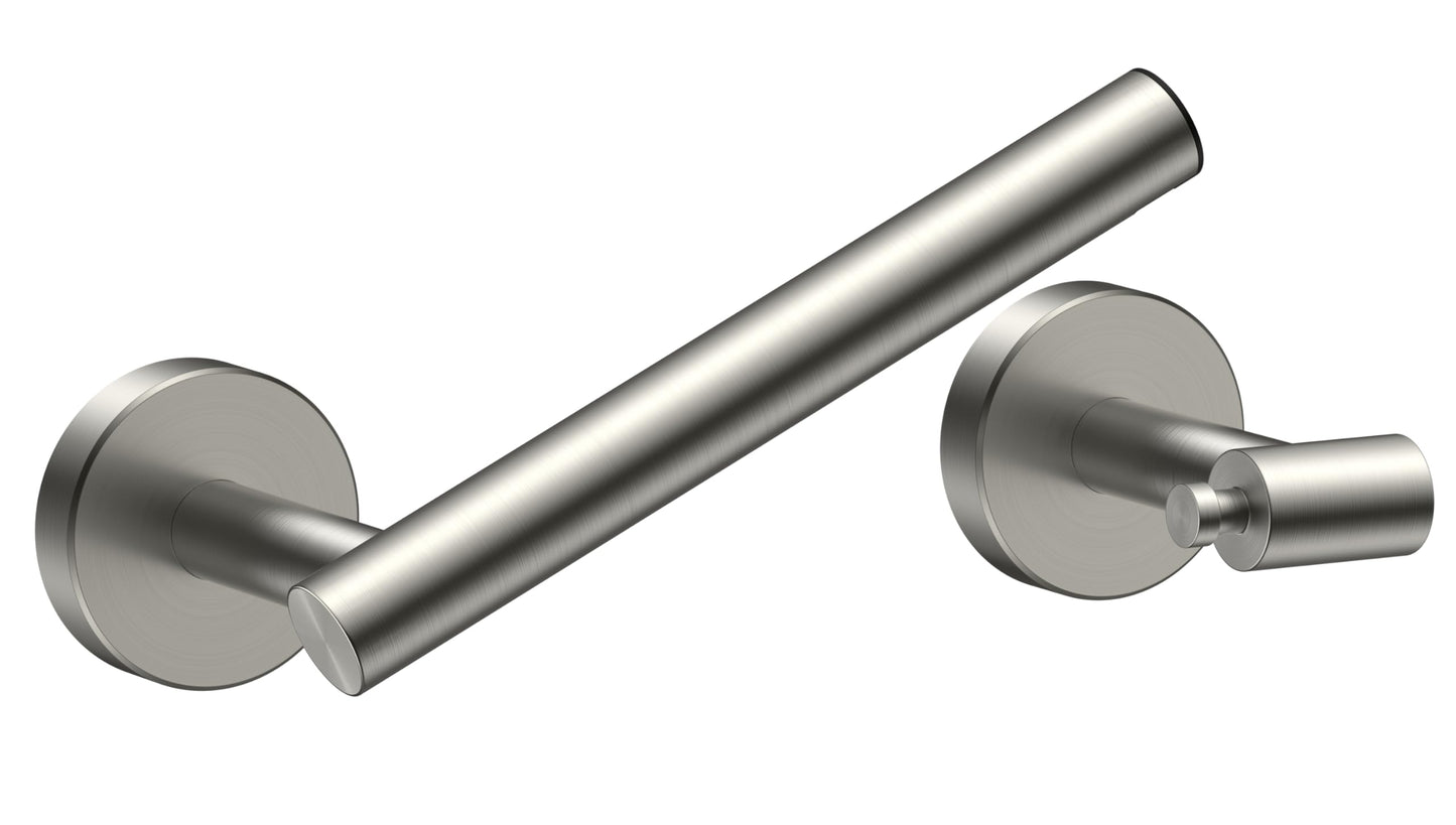 FORIOUS Toilet Paper Holder Wall Mount, Stainless Steel Rustproof Double Post Pivoting Tissue Roll Holder for Bathroom, Commercial Toilet Paper Dispenser (Brushed Nickel, Classic)