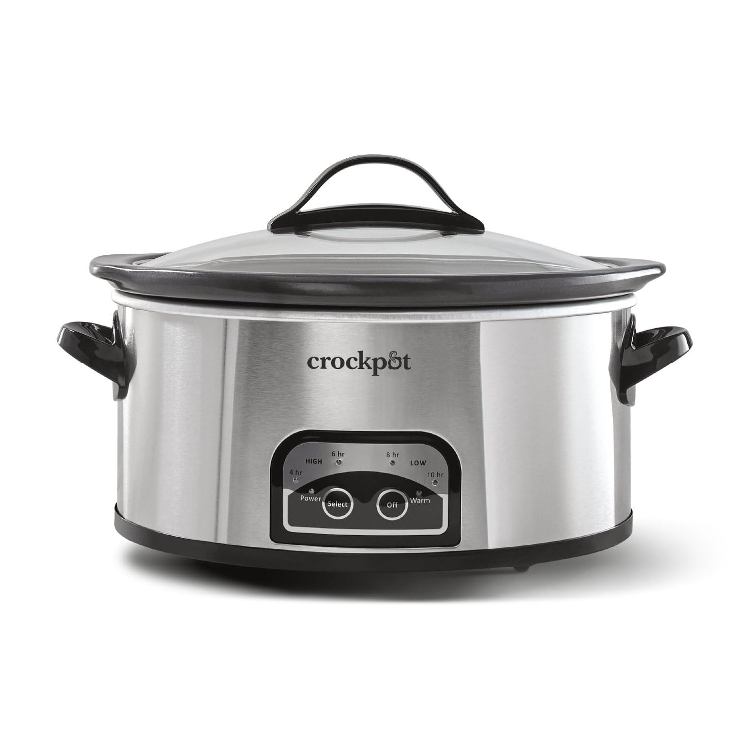 Crock-Pot Large 8-Quart Programmable Slow Cooker with Auto Warm Setting Black Stainless Steel