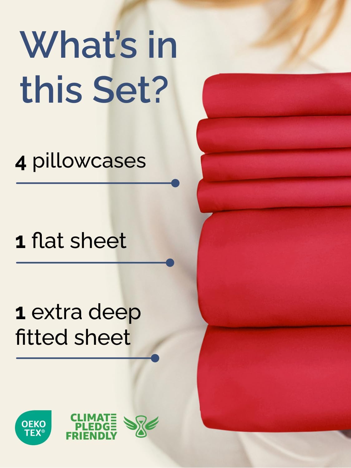 Skiennix Extra Deep King Sheet Set - 6 Piece Breathable Cooling Bedding - Soft Wrinkle-Free Red