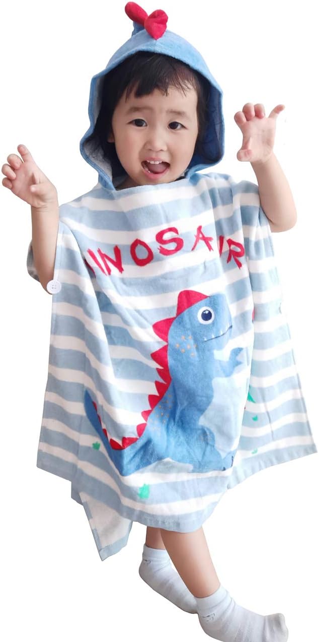 1-4 Years/Height:33.4"-43.3") TONWHAR Kids Bath/Pool/Beach Hooded Poncho Towel-Cartoon Animal Pattern Cotton Beach