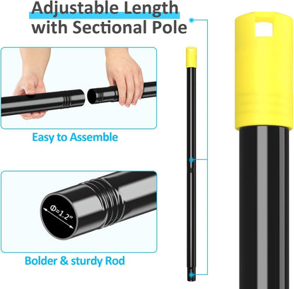 4ft 8ft 18" Swimming Pool Brush with Pole, - Pool Brush Head for Above Ground, Inground Pools, Cleaning Scrubber Tools