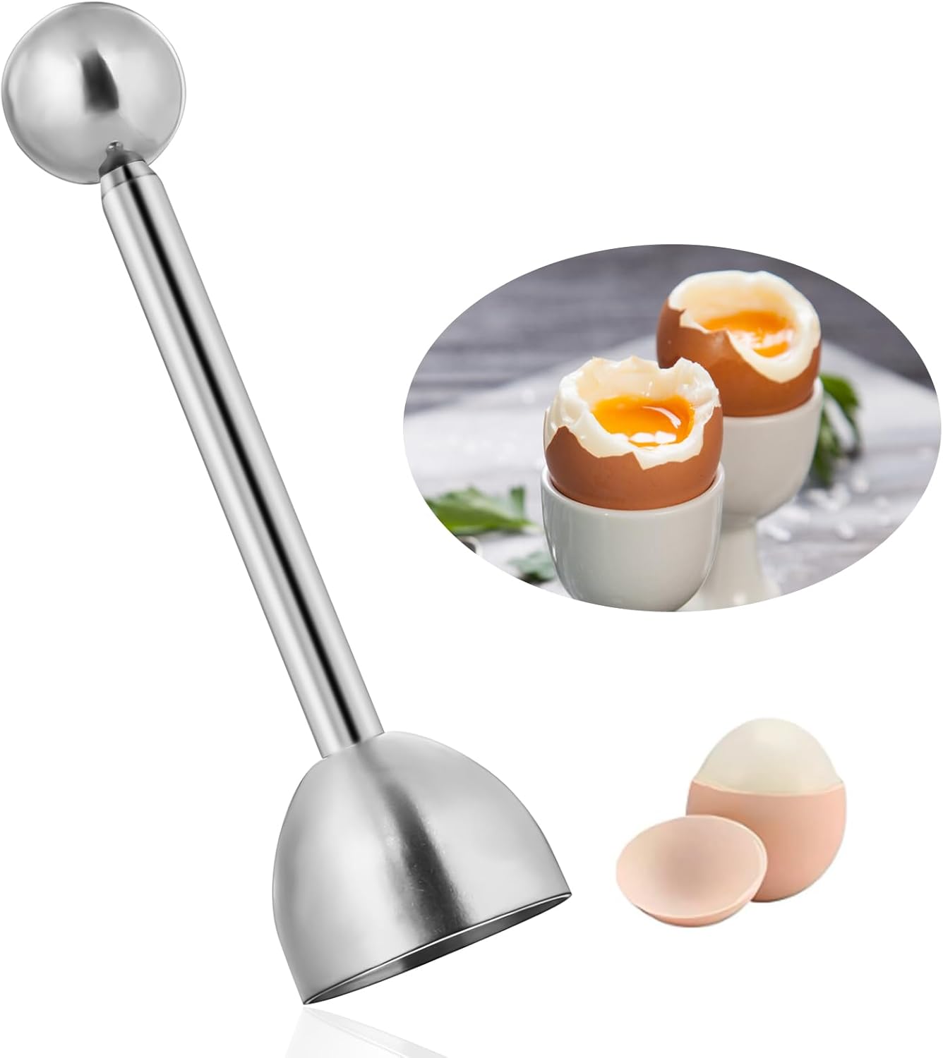 Easy Egg Opener Stainless Steel Cracker for Soft & Hard Boiled Eggs, Egg Shell Topper