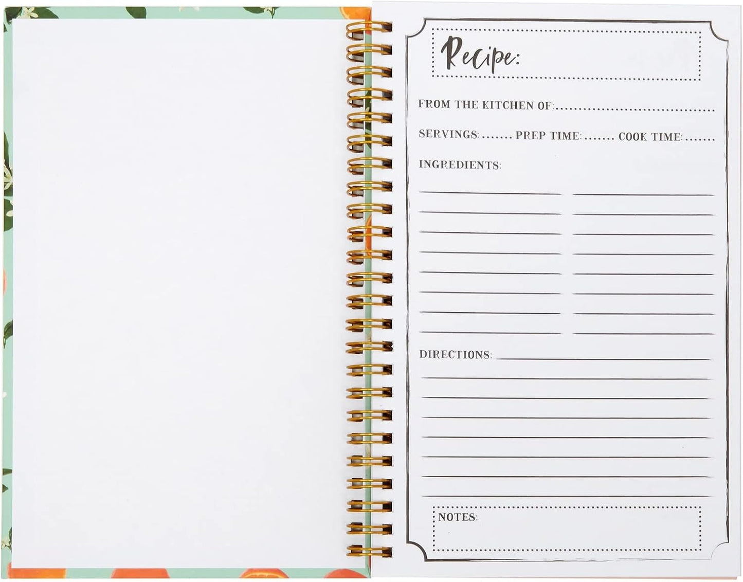Blank Recipe Book: 120 Pages, 8 Sections, Floral and Orange Theme, Laminated Hardcover (5.5 x 8.5 In)