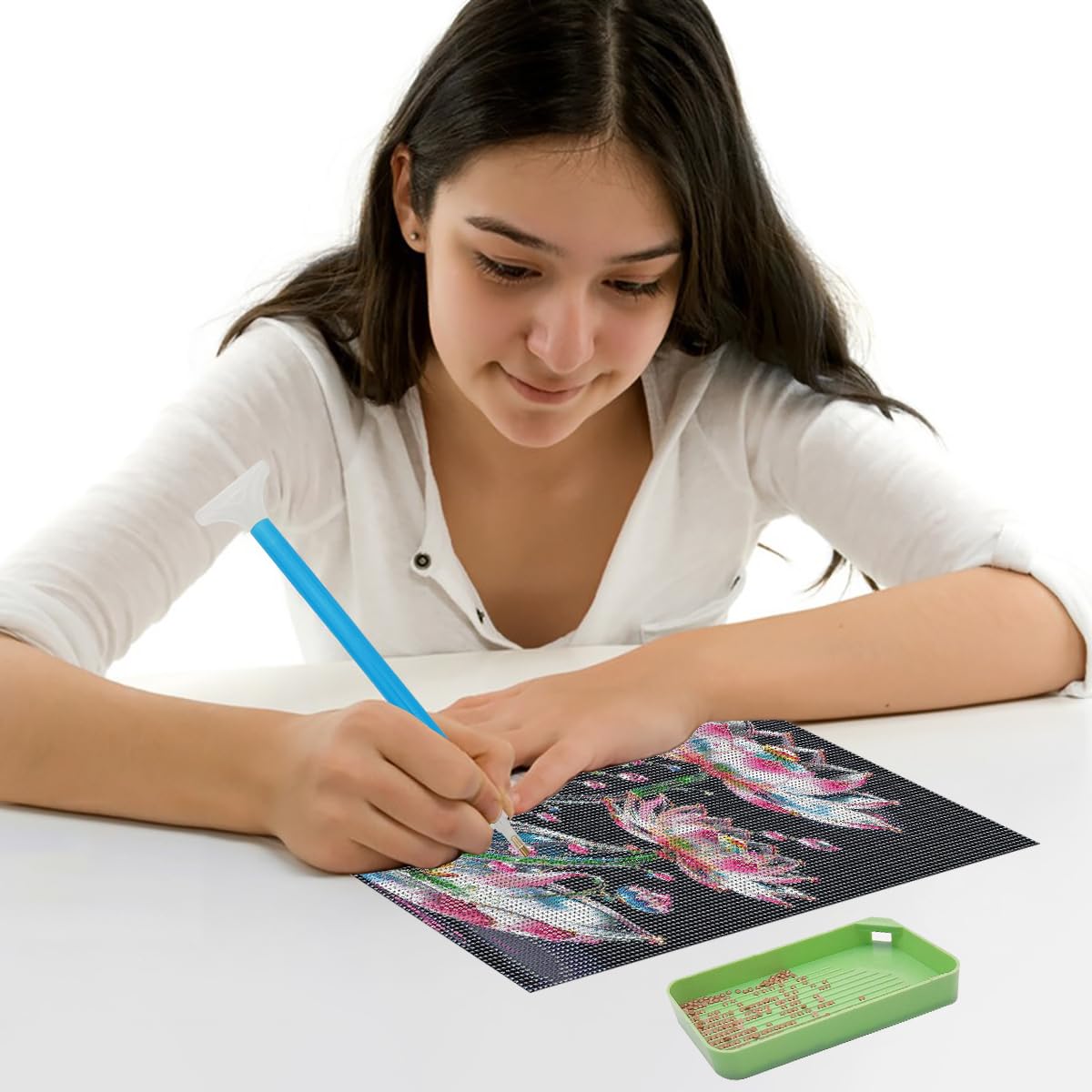 AFUNTA 52 PCs Diamond Art Kits, 13 Size Trays, 9 Pens, 30 Wax, Colourful Art Tools