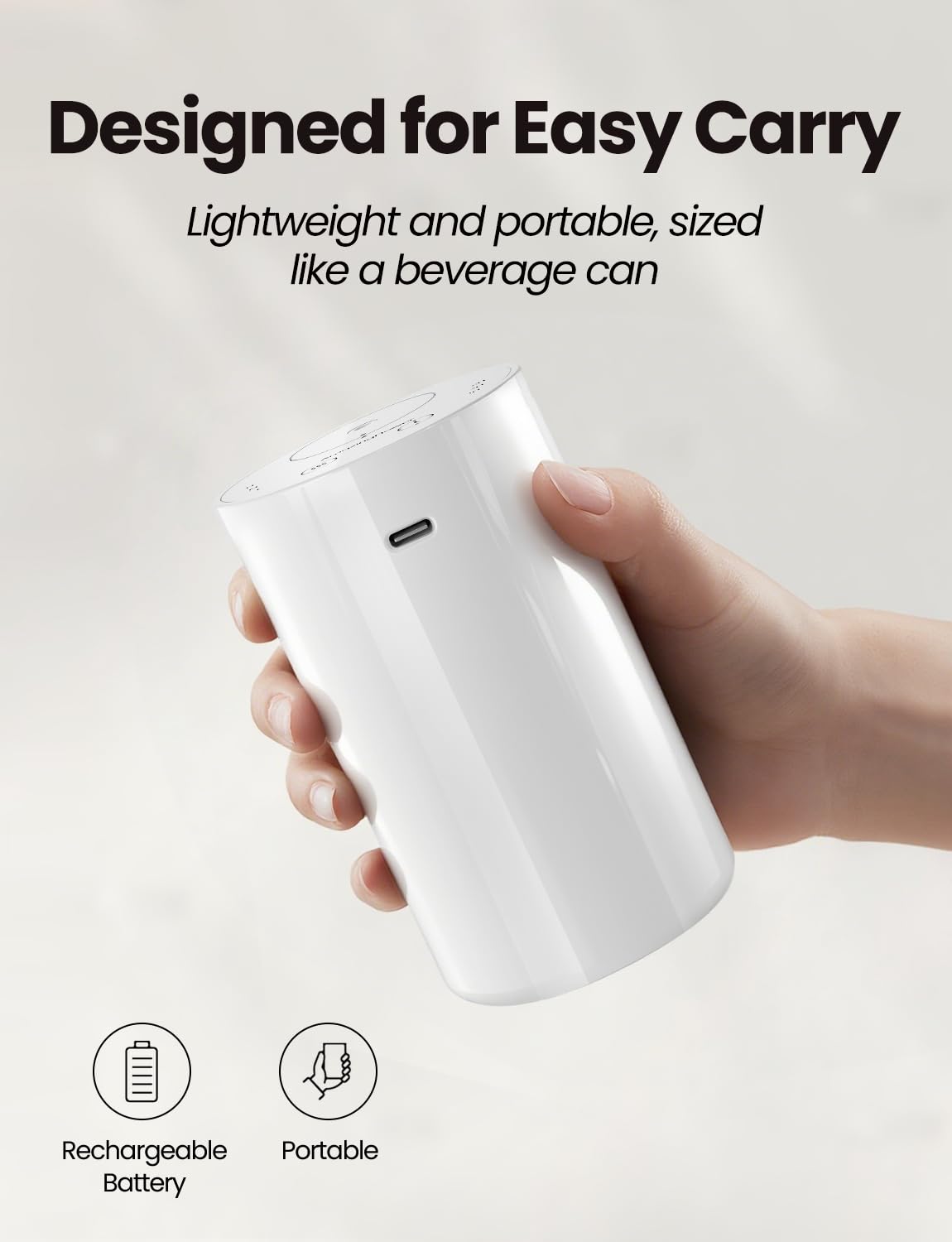 Waterless Essential Oil Diffuser, Portable Aromatherapy Diffuser with 20mL Capacity, Battery Operated Mini Scent Diffuser,3 Mist Levels & Timers, Leak-Free, for Home, Car, Office (Black)