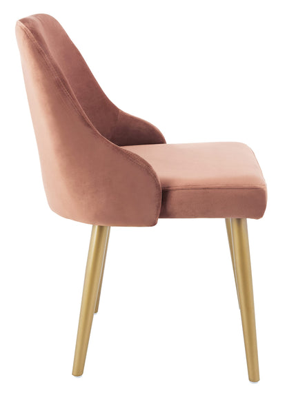 Safavieh Home Lulu Mid-Century Dusty Rose Velvet and Gold Dining Chair, Set of 2