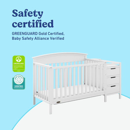 Graco Benton 4-in-1 Convertible Crib and Changer – GREENGUARD Gold Certified, Crib & Changing-Table Combo, Water-Resistant Changing Pad, Converts to Toddler Bed, Daybed and Full-Size Bed (White)