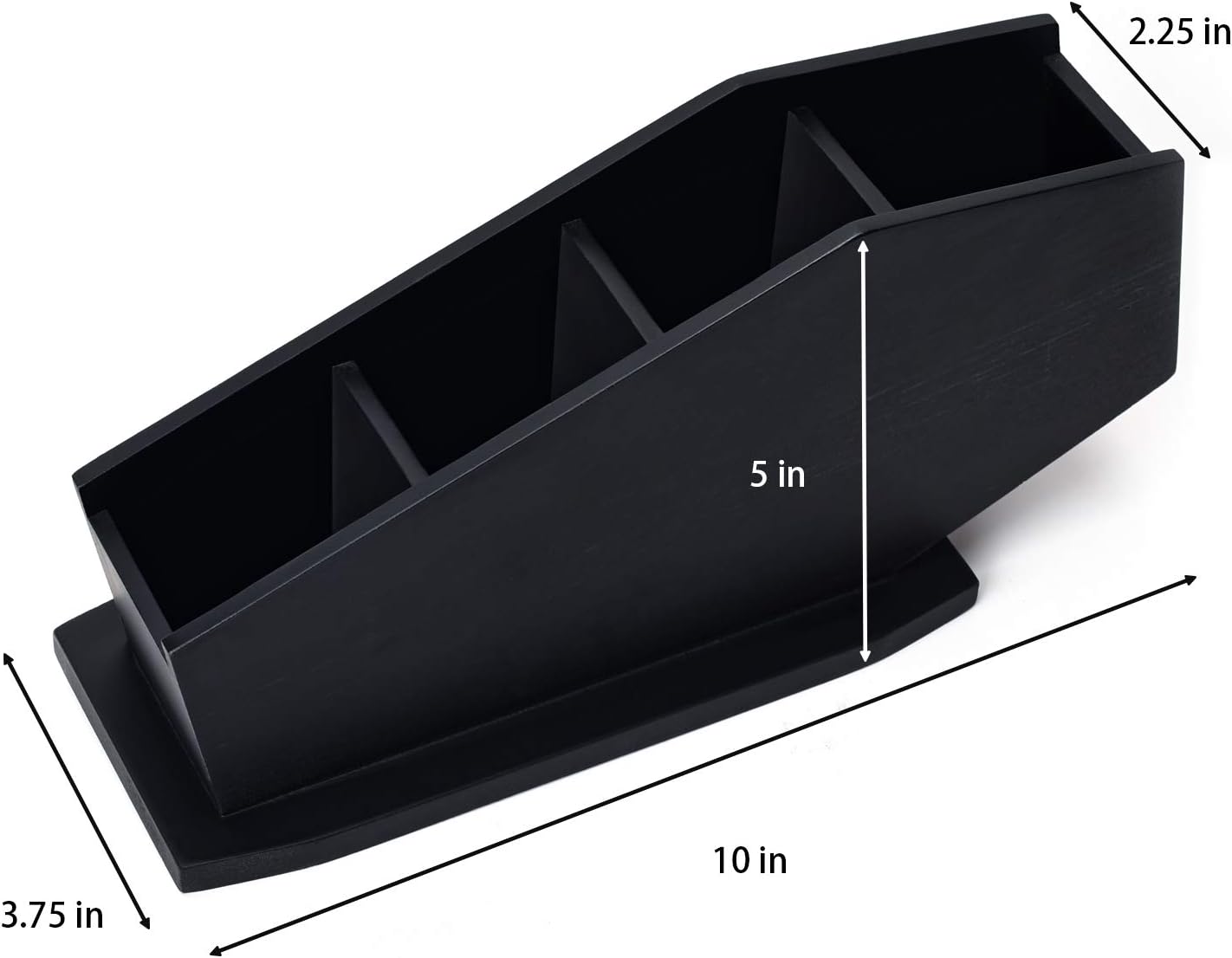 Coffin Brush Holder - Gothic Desk Organizer, Wooden Coffin Pen Holder for Bathroom, Living Room, Bedroom Decor (Black)
