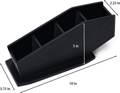Coffin Brush Holder - Gothic Desk Organizer, Wooden Coffin Pen Holder for Bathroom, Living Room, Bedroom Decor (Black)