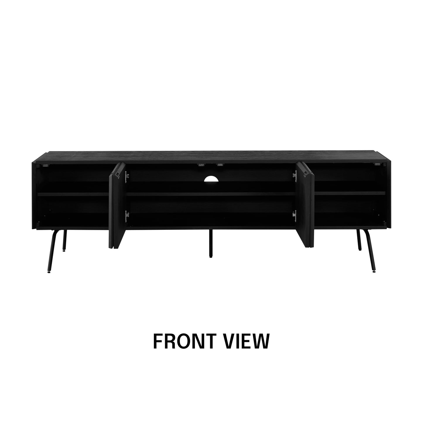 NTC Veil TV Stand with 4 Doors for TVs up to 75’’, Media Console with Vertical Groove Design and Metal Legs, Modern Entertainment Center for Living Room and Bedroom, Effortless Assembly, Burnt Black