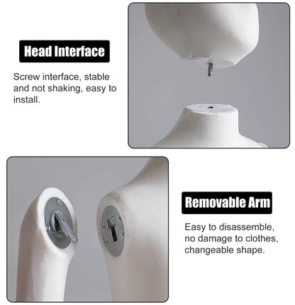 ntumLeap Adjustable Soft Full Body Mannequin for Kids Ages 1-14, Ideal for Boutique & Retail, Styrofoam Dress Form Dummy in White, Perfect for Displaying Children's Clothing, Whit, White-10 Years Old