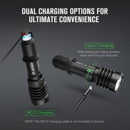 OLIGHT I3T EOS 180 Lumens Dual-Output Slim EDC Flashlight for Camping and Hiking and Warrior X 4 Rechargeable Tactical Flashlight 2,600 High Lumens with 630 Meters Long Range Thrower