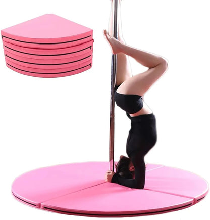 Foldable Dance Pole Crash Mat, Safety Protection for Beginners & Gymnastics, 1m-2m, Pink, 140cm/4.6ft, 5cm/2in Thick - Ideal for Home Fitness & Dance Studios