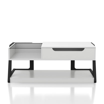 Furniture of America Golden Modern Rectangle Lift-Top Storage Wood 50 in. Coffee Table with 1 Shelf for Living Room, Bedroom, Reception Room, White