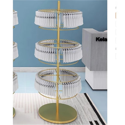 Retail Organizer Stand, Metal, Round Rotating Sock Display Rack, Commercial Clothing Store Shelf, for Handbags, Wreaths, Hats, Scarves, Jewelry & Crafts, 3/4/5/6/7 Layers(Gold,6th Floor)