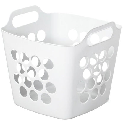 Flexible Plastic Laundry Basket - Square Storage Hamper with Side Handles for Easy Carrying - Versatile Organizer for Laundry, and Household Storage, 28 Litter White