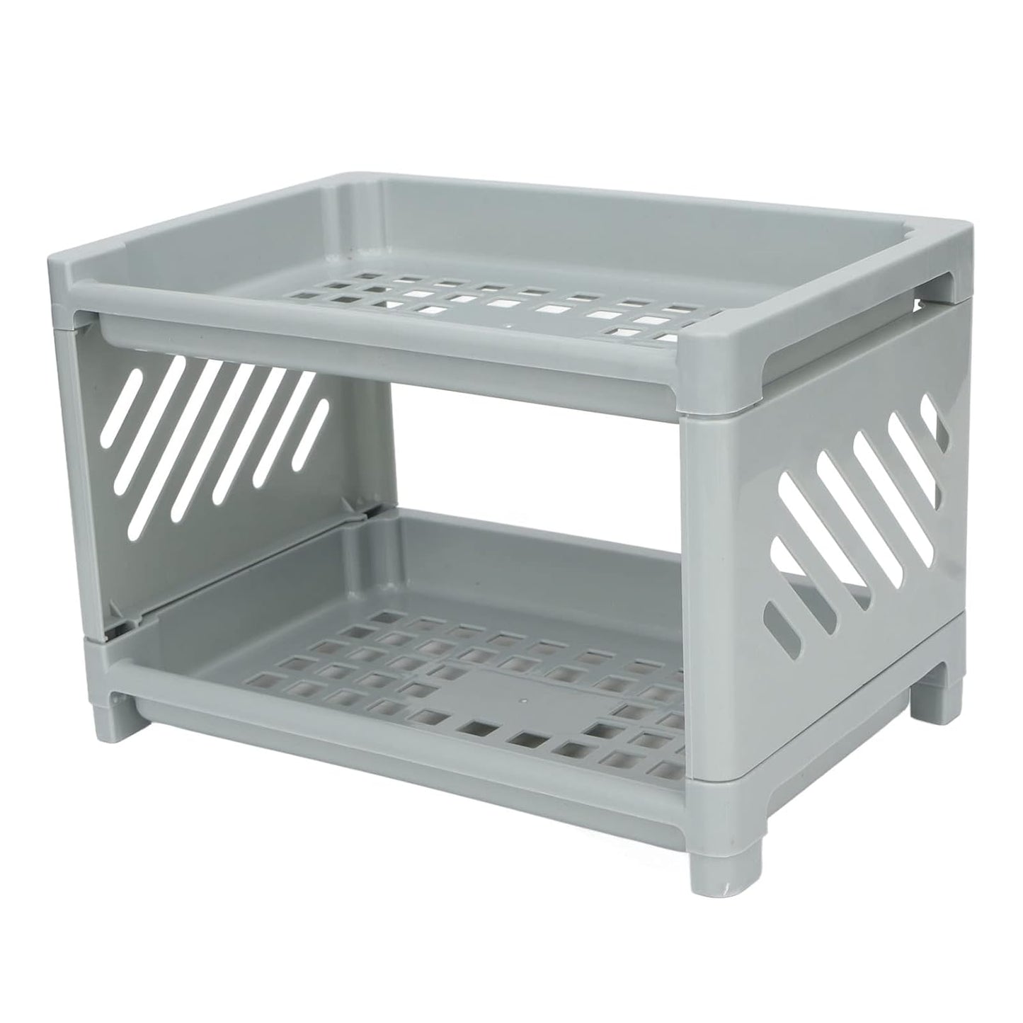 Bathroom Organizer Countertop, 2 Tier PP Hollow Storage Rack Shelf for Kitchen, Spice Rack, Cosmetic Organizer