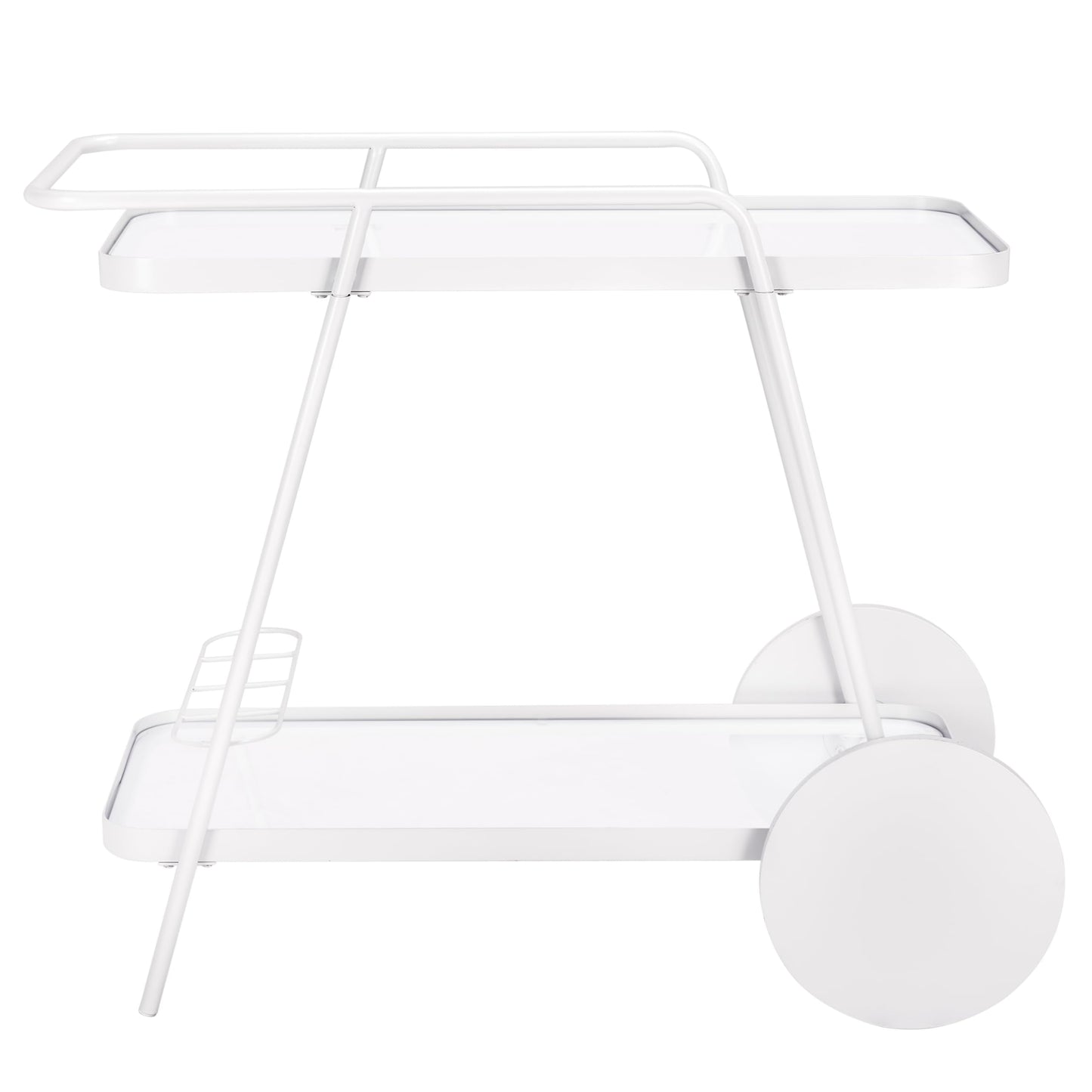 SAFAVIEH Home Collection – Zunia White & Glass 2-Tier Bar Cart, Modern Metal Serving Cart, Sleek Contemporary Design (BCT2504E)