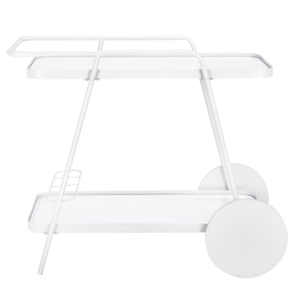 SAFAVIEH Home Collection – Zunia White & Glass 2-Tier Bar Cart, Modern Metal Serving Cart, Sleek Contemporary Design (BCT2504E)