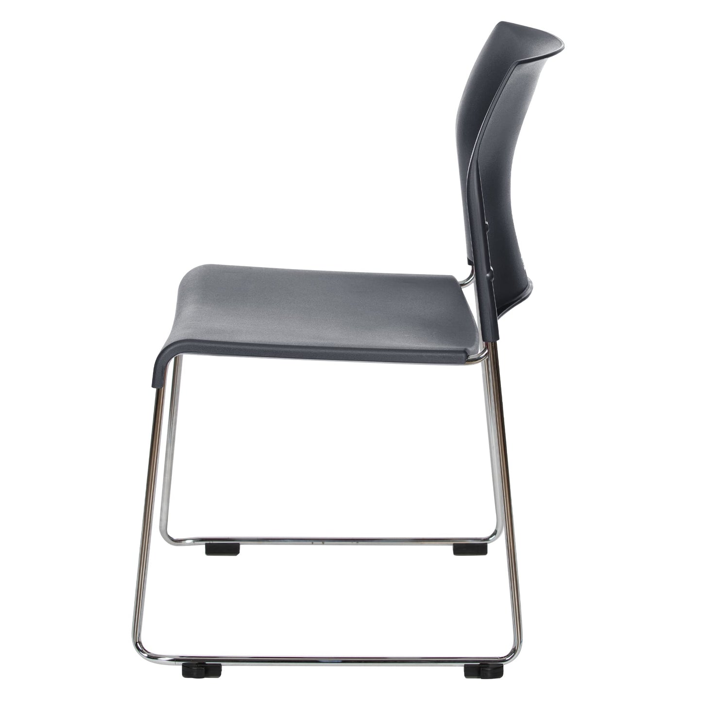 OEF Furnishings OEF8820-11-20/4 Commercial Stack Chair (Hard Plastic Seat and Back, Dark Gray, Chrome Frame, 4-Pack)