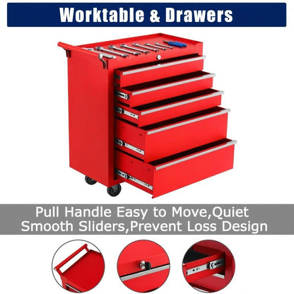 4-Drawer Rolling Tool Chest with Locking System, Portable Tool Storage Cabinet on Wheels, Secure Organizer Tool Box for Garage, Warehouse, Workshop, and Repair Shop, Heavy Duty Mobile Storage Solution