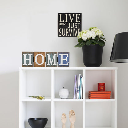 Aecipl Wooden Home Sign Rustic Decorative Letters Freestanding Letter Centerpiece Folding Word Sign Wood Farmhouse Decor for Tabletop Shelf Mantel Entryway Kitchen (Home)