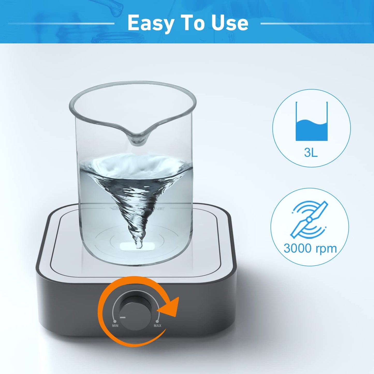 WEST TUNE 3000rpm Magnetic Stirrer Mixer with 7pcs Stir Bar Set, Brushless DC Motor Max 3000ml Electric Magnetic Stir Plate Mixer （No Heating)